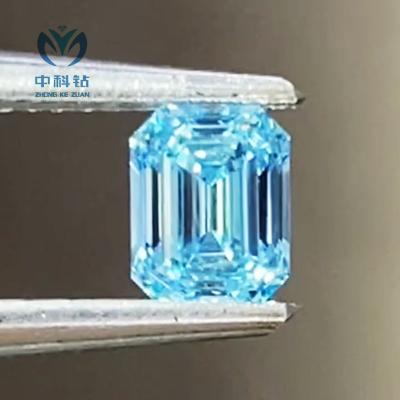 China Sparking In Stock Jewelry Customize Wholesale CVD VS2 0.54ct IGI Fancy Intense Greenish Blue Emerald Lab Created Diamond for sale