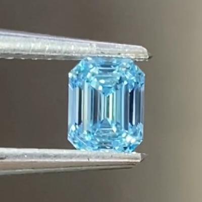 China Sparking In Stock Jewelry Customize 0.54ct Blue Diamonds CVD VS2 IGI Fancy Intense Greenish Emerald Blue Lab Grown Diamonds for sale