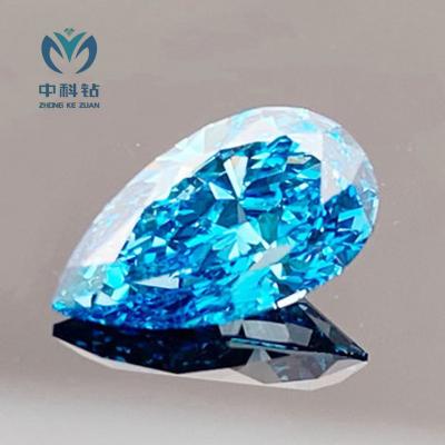 China Sparking In Stock Customize Diamonds Jewelry VS1 Fancy Intense Greenish Pear Blue IGI Certificated 2.16ct CVD Lab Grown Diamonds for sale