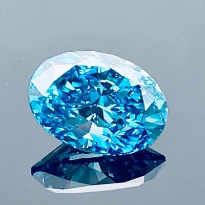 China Sparking In Stock Customize Diamonds Jewelry VS1 Fancy Intense Greenish Oval CVD Lab Grown Blue Colored Diamonds for sale