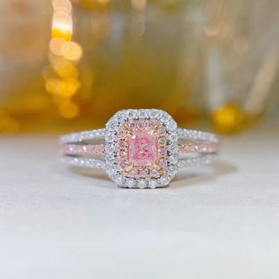 China Sparking CVD diamond wholesale 1.21ct radiant Pink diamond ring HPHT high pressure  temperature and high pressure environment to grow for sale