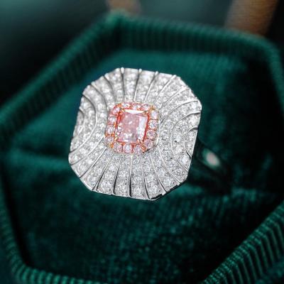 China Sparking CVD diamond wholesale 2.02ct Cushion  Pink diamond ring HPHT high pressure  temperature and high pressure environment to grow for sale