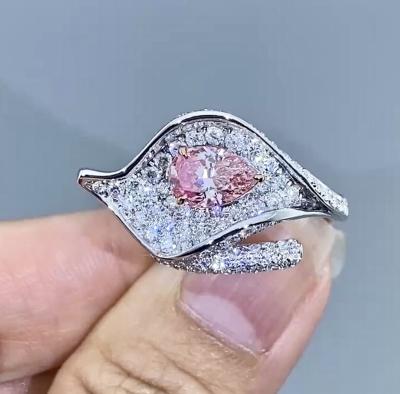 China Sparking CVD diamond wholesale 2.51 ct Pear diamond ring HPHT high pressure  temperature and high pressure environment to grow for sale