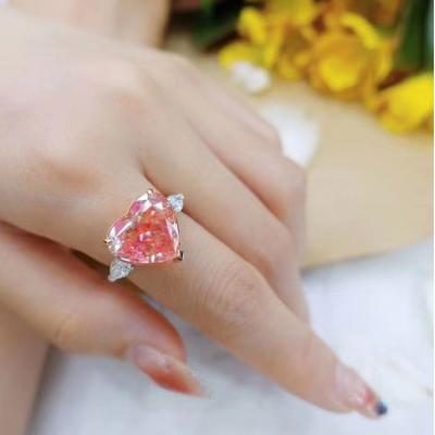 China Sparking In Stock ZKZ Colored Diamonds Customize Lab HPHT CVD  Pink Diamonds Jewelry Women Rings for sale