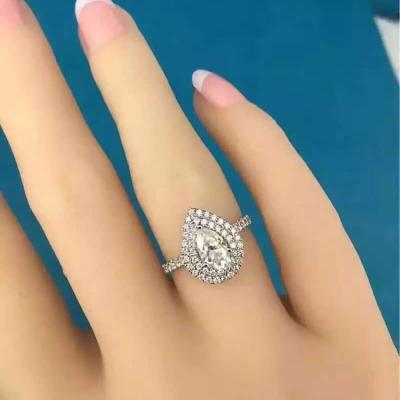 China Sparking HPHT (high pressure/CVD cultivating 4.08 ct diamond wholesale wholesale teardrop-shaped diamond ring married diamond ring custo for sale