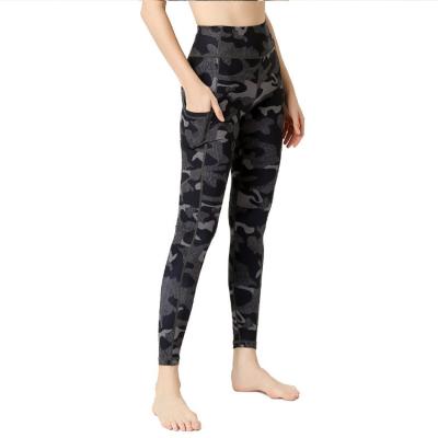 China Flatlock Stitching 7/8 Yoga Leggings Camo Sports Leggings skin friendly for sale