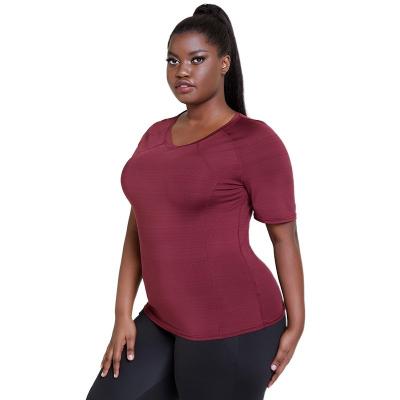 China Custom LOGO Women'S Plus Size Yoga Wear ODM Burgundy Dri Fit Shirt for sale