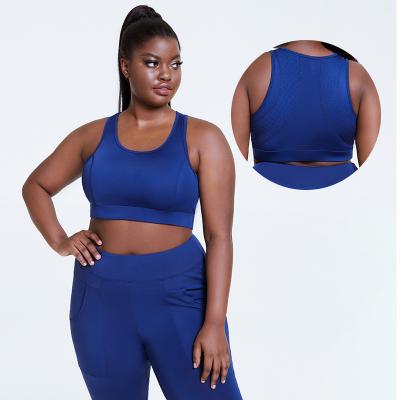 China BSCI Tight Elastic Mesh Comfortable Plus Size Sports Bra Round Neck for sale