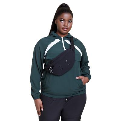 China Dark Green Women'S Plus Size Yoga Wear White Splice Oversized Sports Hoodie for sale