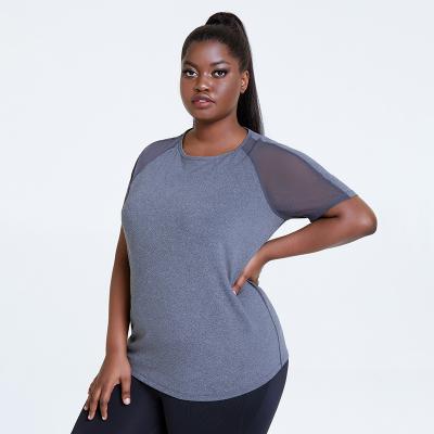 China back mesh Women'S Plus Size Yoga Wear Ladies Oversized Gym T Shirt 180g for sale