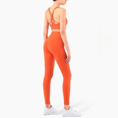 China New Antibacterial High-Neck Sports Underwear High Waist Hip Lift Peach Hip Fitness Yoga Pants Set Breathable for sale