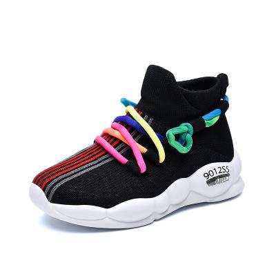 China Kids Flat Sneakers Comfortable Fashion Slip On Fly Knit Sports Shoes Bump Shoes Boy Girl Kids Shoes for sale