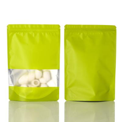 China Recyclable Craft Paper Colorful Ziplock Stand Up Pouches Food Packaging Zipper Bags With Window for sale