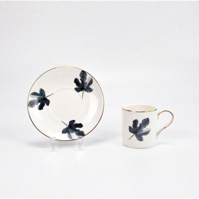 China Stocked Hot Sales Can Be Customized 80CC Ceramic Coffee Cup Saucer Set Tea Cup Set for sale