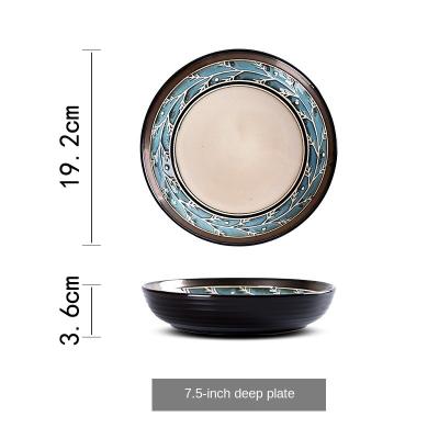 China Viable European characteristics creative hand-painted ceramic tableware dish under rice bowl beef dish suit changeable cake luster deep dish for sale