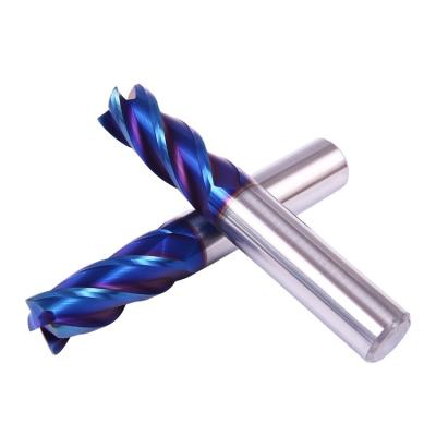 China Metal Work Tool D1.5R0.2*4.5*D4*50L HRC65 4 Flute Carbide Corner Radius End Mill Naco Coating For Steel for sale