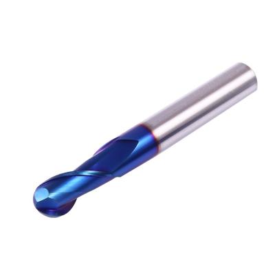 China Metal Work Tool Ball Nose HRC65 Carbide Ball Nose End Mill 2 Flute Naco Coating For Steel for sale