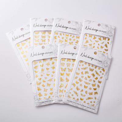 China Durable Gold Butterfly Nail Art 3D DIY Stickers Ready To Ship High Quality Nail Decoration for sale