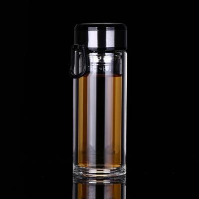 China Anti Damage Wide Mouth Borosilicate Glass Water Bottle With Stainless Steel Lid for sale