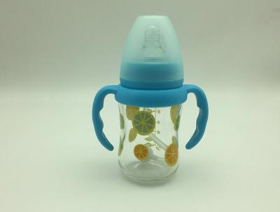 China het Glasbpa Vrije Zuigflessen van 150ML Borosilicate met het Handvat en de Speen van FDA Te koop