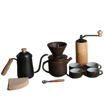 China Viable Handmade Coffee Pot Set V60 Espresso Teapot Household Coffee Filter Cup Ceramic Drip Type Sharing Pot Coffee Tools for sale