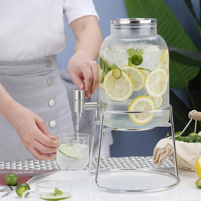 China Viable Glass Water Jug With Tap Lemon Juice Jug Kitchen Drinkware Kettle Pot Water Bottle Cold Container Heat Resistant 3L Pitcher for sale