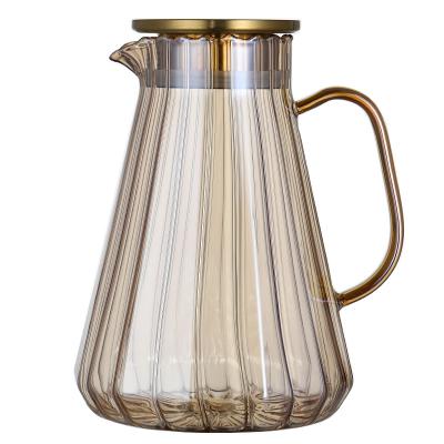 China Viable Glass Cold Kettle Set CLASSIC Round Juice Pot Teapot Champagne Cold Cup Heat Resistant High Temperature Glass Water Pitcher for sale