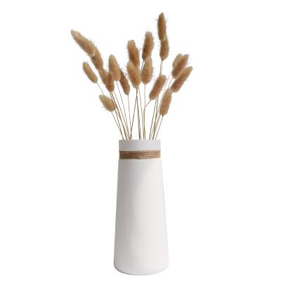 China Southwestern Japanese ceramic wholesa of flower arrangement vase in home living room art simple and modern creative white hemp rope vase decoration for sale