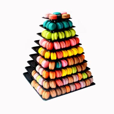 China New design macaron display stand with low price new design 4 tier square macaron tower for sale