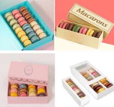 China Food Safe Macaron Paper Box Packing Macaron Plastic Box Drawer Style for sale