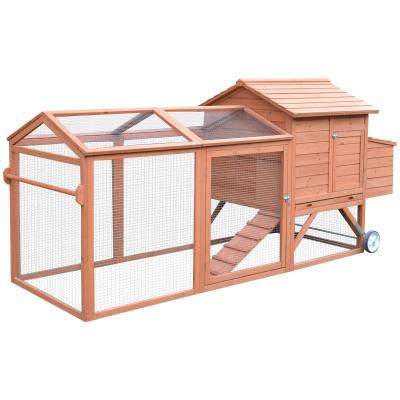 China Good Quality Hot Sale Wooden Portable Outdoor Chicken Cage Cages Windproof Pet For Hens With Wheels for sale