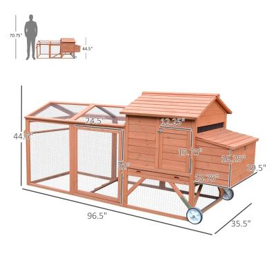 China Cultivate New Design Large Size Outdoor Wooden Portable Chicken Cage With Wheels for sale