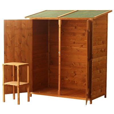 China Easily Assembled Cheap Large Size Natural Fir Wooden Garden Shed With Two Doors for sale