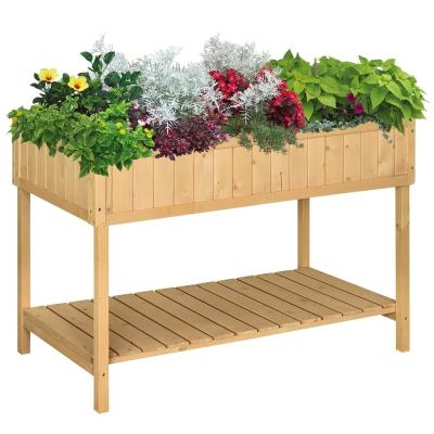 China CLASSIC Wooden Raised Outdoor Plant Stand Flower Bed Box With Clapboard for sale