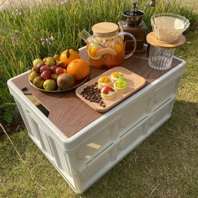 China Camping Wooden Outdoor Household Freshness Folding Trunk Storage Box Lid Storage Case for sale