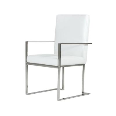 China Good Selling Nordic Modern Soft Backrest Convertible Stainless Steel Frame Dining Chair White Dining Chairs for sale