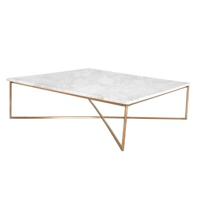 China New Design Luxury Modern Rectangular Cross Leg Table Convertible White Coffee Table Set Marble Top Coffee Table for sale