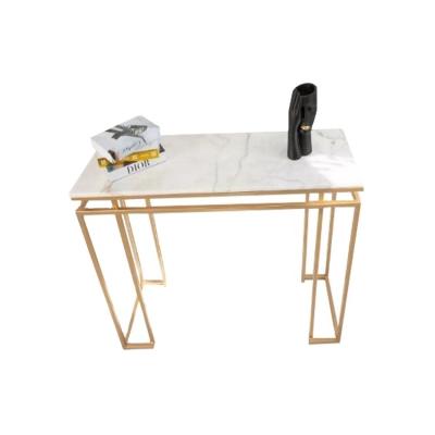 China Factory Sale Gold Direct Entry Way Table Convertible White Rock Panel Top Modern Hallway Porch Table for sale