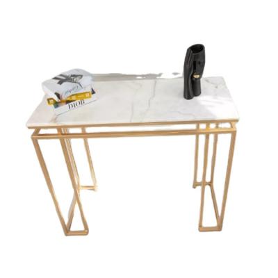 China Nesting Coffee Table Marble Look Sofa Side Gold Side Table Convertible Modern Console Table for sale