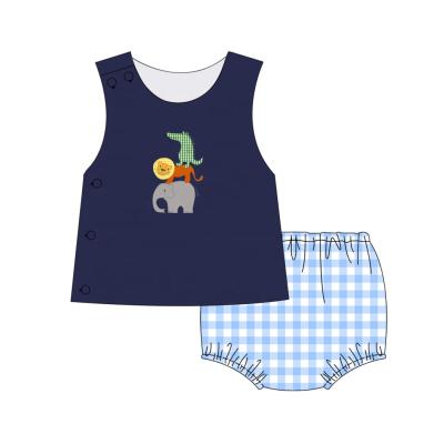 China Spandex/Cotton Puresun Wholesale Children's Boutique Clothing Animal Applique Cotton Baby Boy Clothing for sale