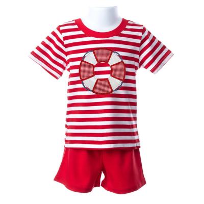 China High quality Spandex/cotton baby clothes appliqued summer spring kids boy dress sets for sale