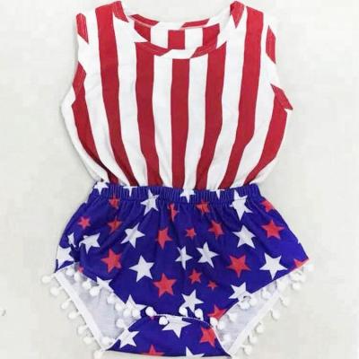 China Soft stars&stripe bubble baby romper /casual infant clothing 4th of July for sale