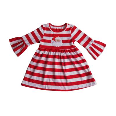 China Breathable Santa Applique Christmas Baby Girls Christmas Clothes Wholesale Child Red Boutique Dresses for sale