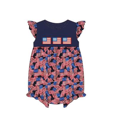 China Cotton Puresun Factory Custom Designs High Quality Kids Outfits For 4th Of July Holiday Baby Romper for sale