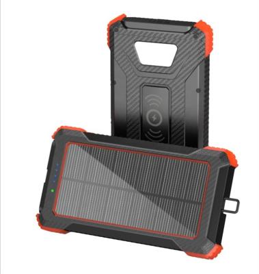 China Waterproof Portable Solar Mobile Power Supply Waterproof 10000 Mah Solar Smart Mobile Power Bank with Light for sale