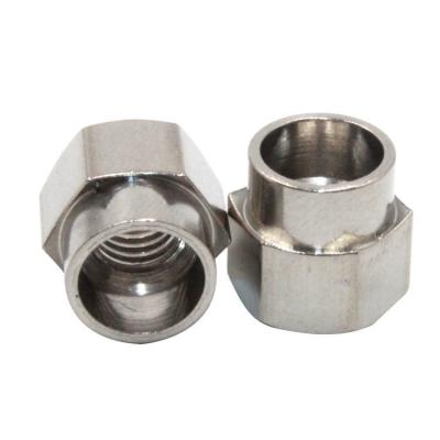 China Micro Machining Customized Brass Steel Nuts Lower Hexagon Stainless Steel Barrel Nut for sale