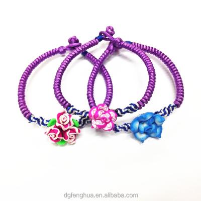 China Charming Crystal Bead Braid Bracelet &Braid Purple Knitted Nylon Bracelet With Logo for sale