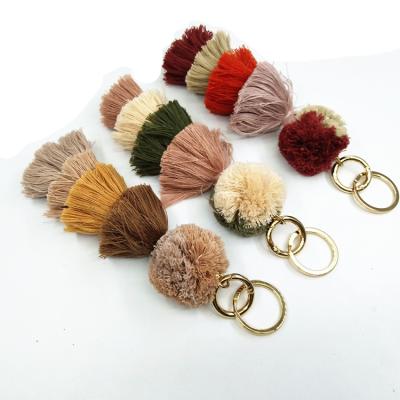 China High tenacity cotton tassel main chain for bag and tassel mixed colors tassel key chain, POMPON tassel for handbag for sale