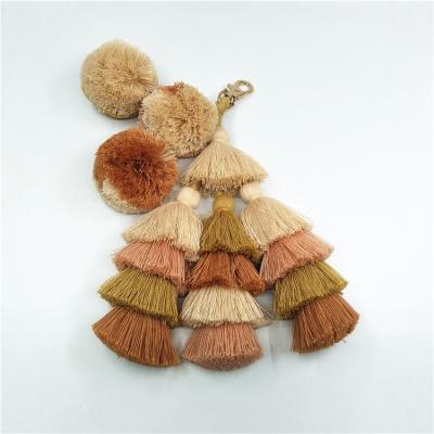 China 100% Cotton Key Eco-friendly Tassel Pompom Warp For Woven Tote Bag for sale