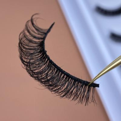 China Delicate Russian Strip Lashes Style Strip Eyelashes D Ring Faux Curl Winged Full Mink Lashes Cruelty Free Lash Seller for sale